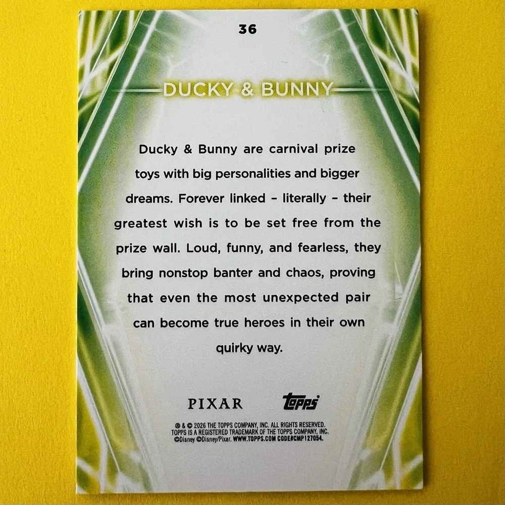 2026 Topps Disney Neon Ducky &‎ Bunny #36 Pixar Base Card
